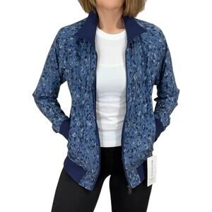 ATHLETA Brooklyn Bomber Jacket, Captivate Chrome Blue, New Womens Sz S